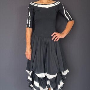 Luna Luz Black with tie dye accents  Off Shoulder Size 6 Dress
